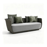 SOLARA Outdoor Sofa - 2 Seater Rope Woven Lounge Sofa Aluminium Alloy Frame Patio Furniture for Garden Balcony Leisure Spaces - Grey