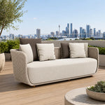 SOLARA Outdoor Sofa - 2 Seater Rope Woven Lounge Sofa Aluminium Alloy Frame Patio Furniture for Garden Balcony Leisure Spaces - Coffee