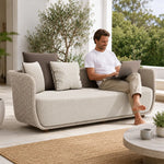 SOLARA Outdoor Sofa - 2 Seater Rope Woven Lounge Sofa Aluminium Alloy Frame Patio Furniture for Garden Balcony Leisure Spaces - Coffee