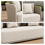 SOLARA Outdoor Sofa - 2 Seater Rope Woven Lounge Sofa Aluminium Alloy Frame Patio Furniture for Garden Balcony Leisure Spaces - Coffee