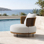 SOLARA Outdoor Lounge Chair - Single Round Sofa Woven Armchair Modern Patio Furniture for Garden Balcony Leisure Spaces - Beige