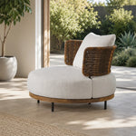 SOLARA Outdoor Lounge Chair - Single Round Sofa Woven Armchair Modern Patio Furniture for Garden Balcony Leisure Spaces - Beige