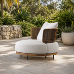 SOLARA Outdoor Lounge Chair - Single Round Sofa Woven Armchair Modern Patio Furniture for Garden Balcony Leisure Spaces - Beige