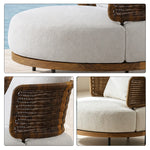 SOLARA Outdoor Lounge Chair - Single Round Sofa Woven Armchair Modern Patio Furniture for Garden Balcony Leisure Spaces - Beige