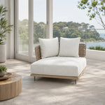 SOLARA Outdoor Corner Sofa - Modern Sectional Lounge Chair Woven Design Patio Furniture for Garden Balcony Leisure Spaces - Beige