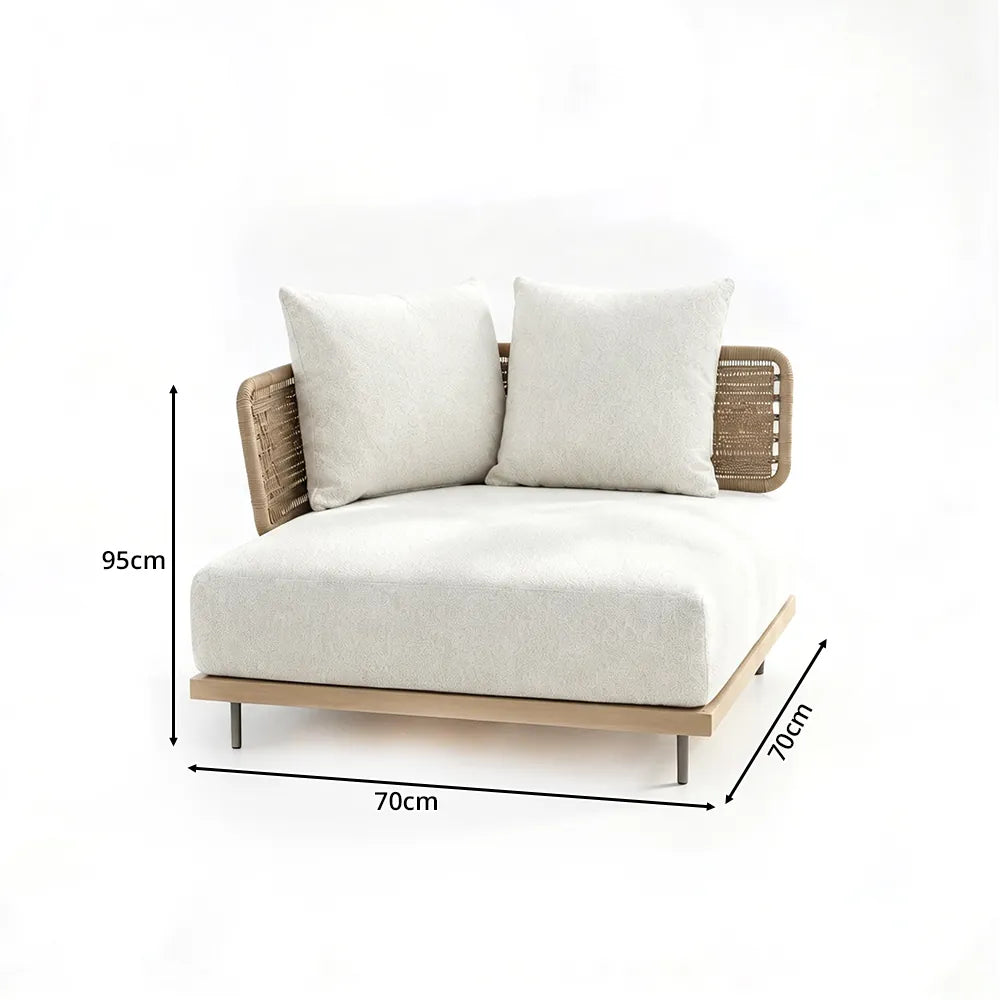 SOLARA Outdoor Corner Sofa - Modern Sectional Lounge Chair Woven Design Patio Furniture for Garden Balcony Leisure Spaces - Beige