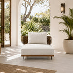 SOLARA Outdoor Lounge Sofa - Single Seat Mid Sofa Woven Armrest Aluminium Frame Patio Furniture for Garden Balcony Leisure Spaces - Beige