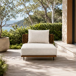 SOLARA Outdoor Lounge Sofa - Single Seat Mid Sofa Woven Armrest Aluminium Frame Patio Furniture for Garden Balcony Leisure Spaces - Beige