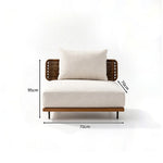 SOLARA Outdoor Lounge Sofa - Single Seat Mid Sofa Woven Armrest Aluminium Frame Patio Furniture for Garden Balcony Leisure Spaces - Beige