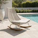SOLARA Nordic Outdoor Rocking Lounge Chair - Rope Weave Aluminium Frame - Patio Balcony Garden - Grey