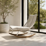 SOLARA Nordic Outdoor Rocking Lounge Chair - Rope Weave Aluminium Frame - Patio Balcony Garden - Grey