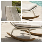 SOLARA Nordic Outdoor Rocking Lounge Chair - Rope Weave Aluminium Frame - Patio Balcony Garden - Grey