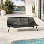 SOLARA Nordic Outdoor 2-Seater Sofa - Woven Rope Aluminium Frame - 180x80x76cm - Patio Balcony Garden - Grey