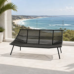 SOLARA Nordic Outdoor 2-Seater Sofa - Woven Rope Aluminium Frame - 180x80x76cm - Patio Balcony Garden - Grey