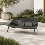 SOLARA Nordic Outdoor 2-Seater Sofa - Woven Rope Aluminium Frame - 180x80x76cm - Patio Balcony Garden - Grey