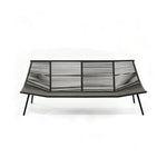 SOLARA Nordic Outdoor 2-Seater Sofa - Woven Rope Aluminium Frame - 180x80x76cm - Patio Balcony Garden - Grey