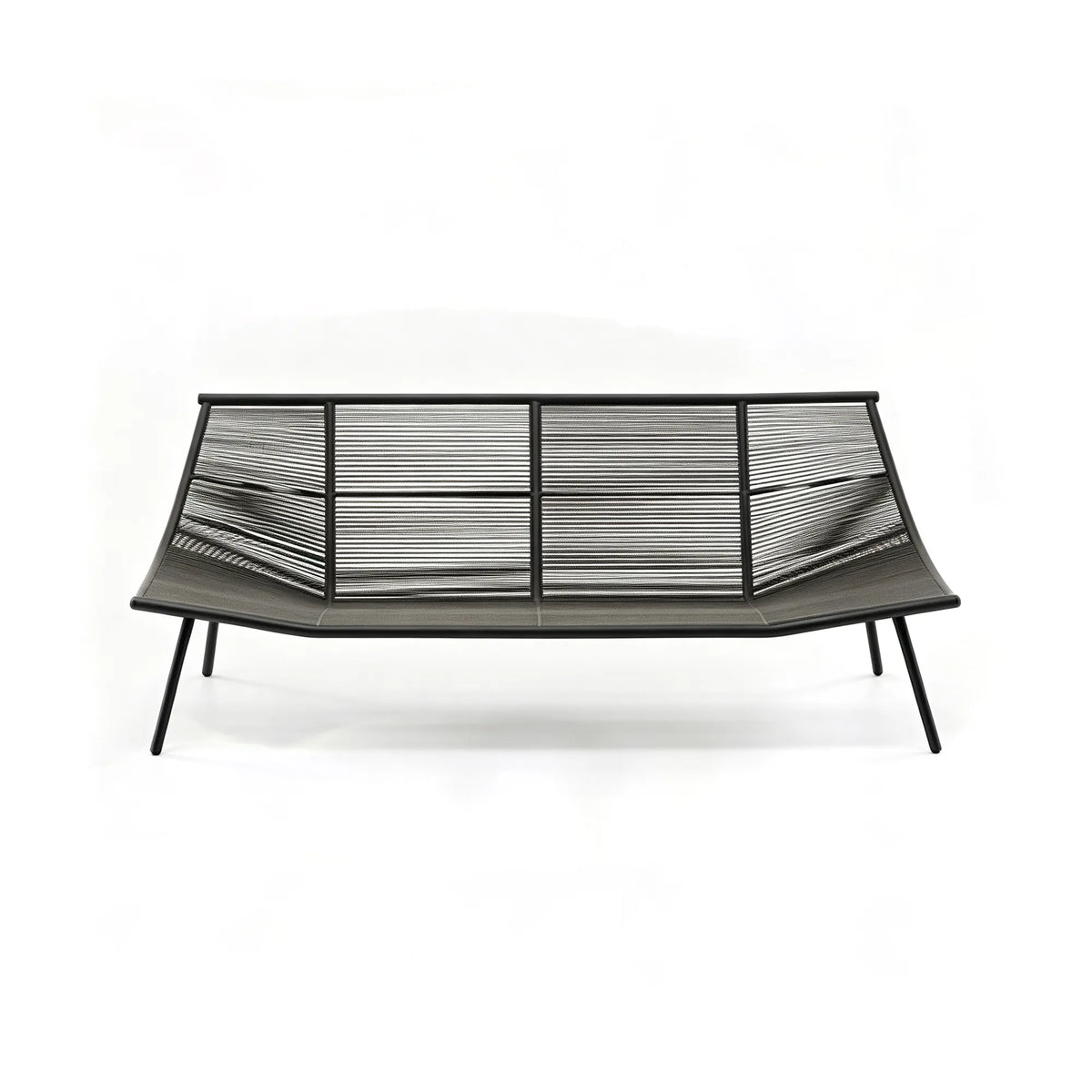 SOLARA Nordic Outdoor 2-Seater Sofa - Woven Rope Aluminium Frame - 180x80x76cm - Patio Balcony Garden - Grey