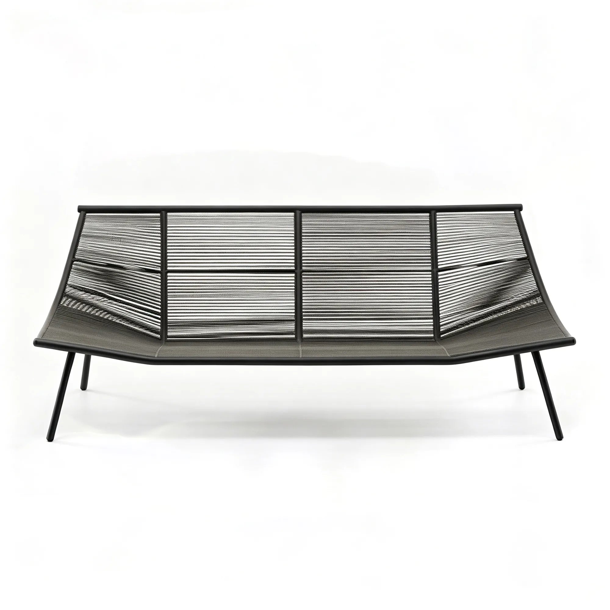 SOLARA Nordic Outdoor 2-Seater Sofa - Woven Rope Aluminium Frame - 180x80x76cm - Patio Balcony Garden - Grey