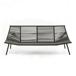 SOLARA Nordic Outdoor 2-Seater Sofa - Woven Rope Aluminium Frame - 180x80x76cm - Patio Balcony Garden - Grey