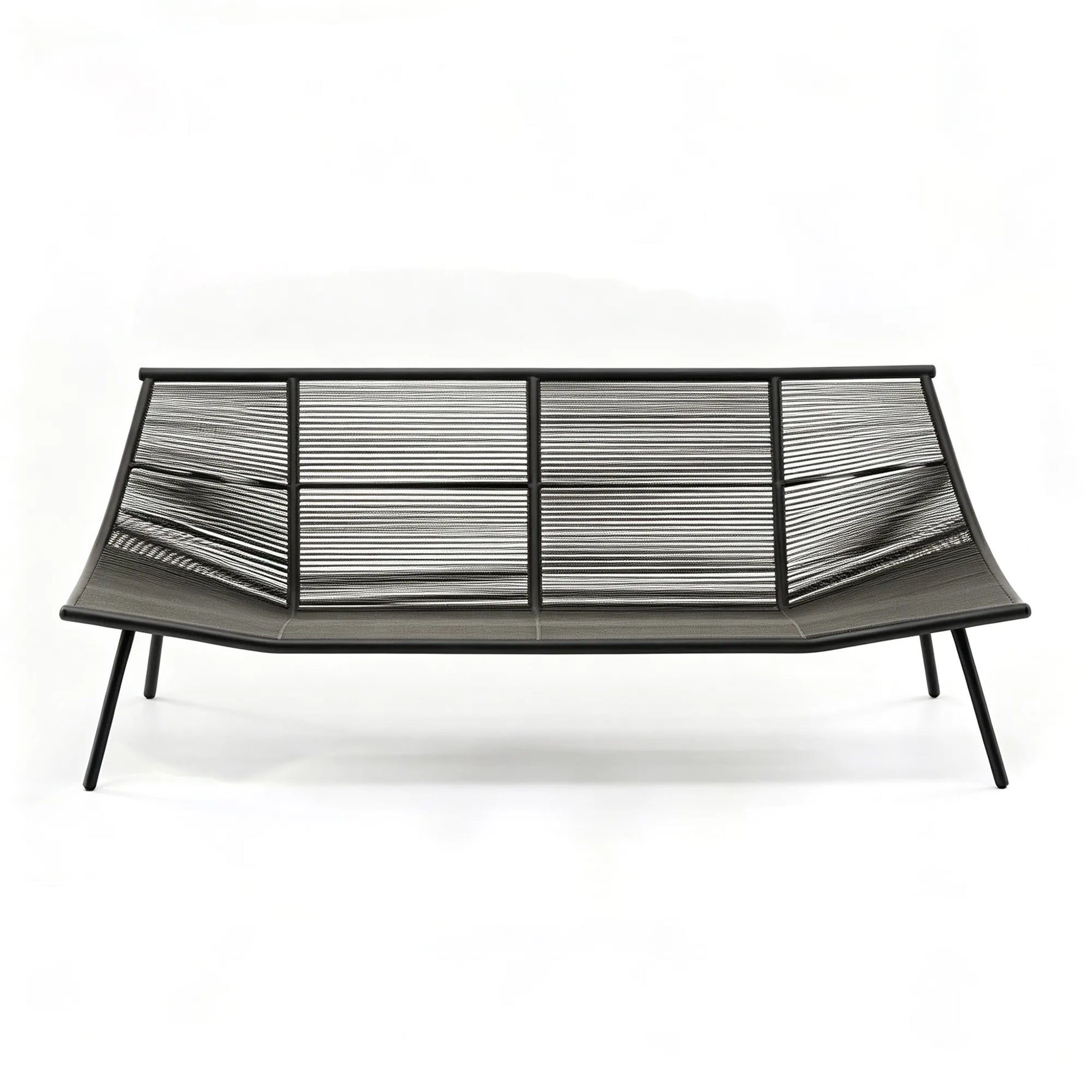 SOLARA Nordic Outdoor 2-Seater Sofa - Woven Rope Aluminium Frame - 180x80x76cm - Patio Balcony Garden - Grey
