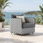 SOLARA Nordic Outdoor Single Sofa - Woven Strap Aluminium Frame - 70x70x70cm - Patio Balcony Garden - Grey