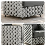 SOLARA Nordic Outdoor Single Sofa - Woven Strap Aluminium Frame - 70x70x70cm - Patio Balcony Garden - Grey