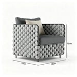 SOLARA Nordic Outdoor Single Sofa - Woven Strap Aluminium Frame - 70x70x70cm - Patio Balcony Garden - Grey