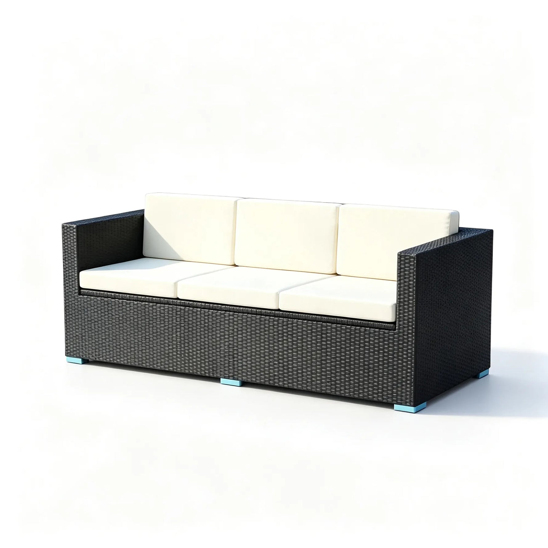 SOLARA Outdoor 3-Seater Rattan Storage Sofa - Handwoven PE Rattan Aluminium Frame - 200x70x70cm - Patio Garden - Black