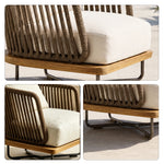 SOLARA Nordic Outdoor Single Sofa - Ash Wood Frame Handwoven Rattan - 80x80x82cm - Patio Balcony Garden - Natural