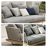 SOLARA Nordic Outdoor 2-Seater Sofa Ash Wood Frame Handwoven Rattan for Patio Balcony Garden - Natural