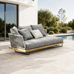 SOLARA Nordic Outdoor 2-Seater Left Corner Sofa Ash Wood Frame Handwoven Rattan for Patio Balcony Garden - Natural