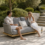 SOLARA Nordic Outdoor 2-Seater Left Corner Sofa Ash Wood Frame Handwoven Rattan for Patio Balcony Garden - Natural