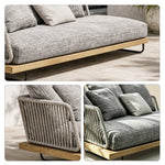 SOLARA Nordic Outdoor 2-Seater Left Corner Sofa Ash Wood Frame Handwoven Rattan for Patio Balcony Garden - Natural