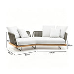 SOLARA Nordic Outdoor Curved Sofa Ash Wood Frame Handwoven Rattan for Patio Balcony Garden - Natural