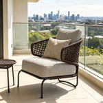 SOLARA Nordic Outdoor Single Sofa Handwoven Rattan Aluminium Frame for Patio Balcony Garden - Brown