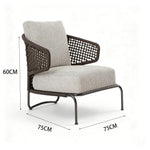 SOLARA Nordic Outdoor Single Sofa Handwoven Rattan Aluminium Frame for Patio Balcony Garden - Brown