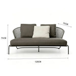 SOLARA Nordic Outdoor 2-Seater Sofa Handwoven Rattan Aluminium Frame for Patio Balcony Garden - Grey