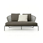 SOLARA Nordic Outdoor 2-Seater Sofa Handwoven Rattan Aluminium Frame for Patio Balcony Garden - Grey