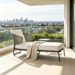 SOLARA Nordic Outdoor Chaise Lounge Handwoven Rattan Aluminium Frame for Patio Balcony Garden - Beige