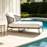 SOLARA Nordic Outdoor Chaise Lounge Handwoven Rattan Aluminium Frame for Patio Balcony Garden - Beige