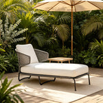 SOLARA Nordic Outdoor Chaise Lounge Handwoven Rattan Aluminium Frame for Patio Balcony Garden - Beige