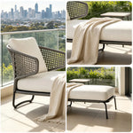 SOLARA Nordic Outdoor Chaise Lounge Handwoven Rattan Aluminium Frame for Patio Balcony Garden - Beige