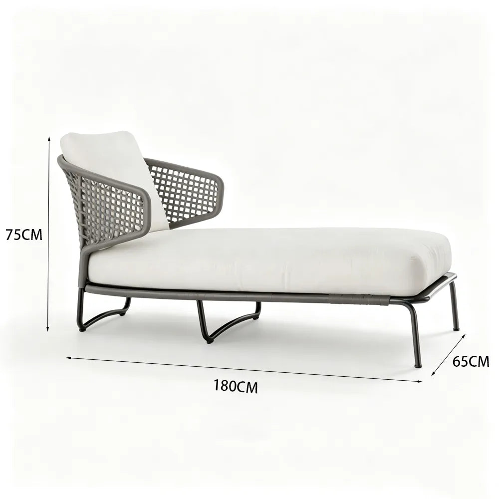 SOLARA Nordic Outdoor Chaise Lounge Handwoven Rattan Aluminium Frame for Patio Balcony Garden - Beige