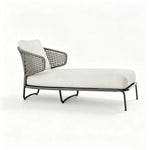 SOLARA Nordic Outdoor Chaise Lounge Handwoven Rattan Aluminium Frame for Patio Balcony Garden - Beige
