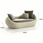SOLARA Modern Outdoor Curved 2-Seater Sofa PE Rattan Thickened Aluminium Frame for Patio Balcony Garden - Beige