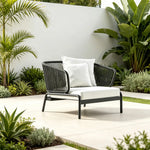 SOLARA Modern Outdoor Rattan Lounge Chair Aluminium Frame Waterproof Cushion for Patio Balcony Garden - Grey