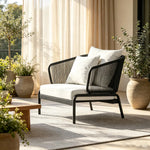 SOLARA Modern Outdoor Rattan Lounge Chair Aluminium Frame Waterproof Cushion for Patio Balcony Garden - Grey