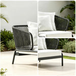 SOLARA Modern Outdoor Rattan Lounge Chair Aluminium Frame Waterproof Cushion for Patio Balcony Garden - Grey