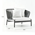 SOLARA Modern Outdoor Rattan Lounge Chair Aluminium Frame Waterproof Cushion for Patio Balcony Garden - Grey