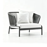 SOLARA Modern Outdoor Rattan Lounge Chair Aluminium Frame Waterproof Cushion for Patio Balcony Garden - Grey